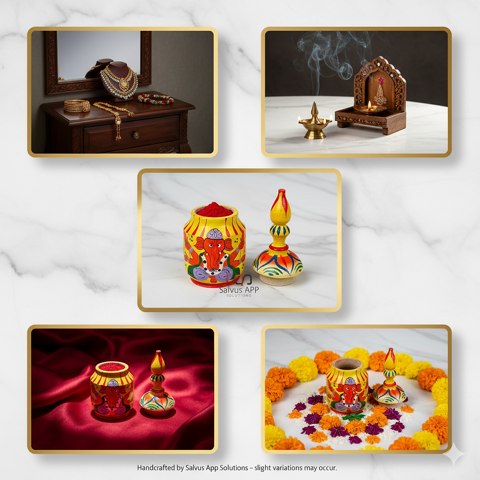 Thumbnail: Wooden Ganesh-designed Sindoor Box (yellow_2.5x6.5 Inch)