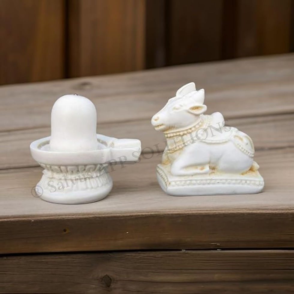 Thumbnail: Salvus APP SOLUTIONS White Marble Dust Shivling/Shiva Pindi with Nandi (5 cm)