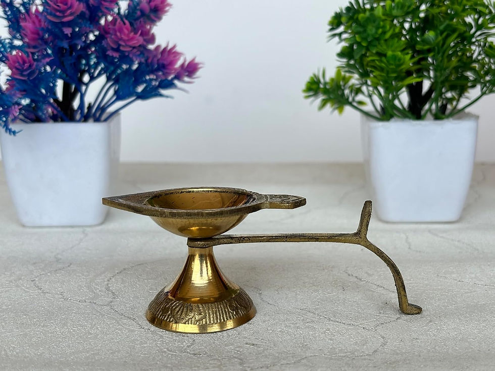 Thumbnail: Salvus APP SOLUTIONS Traditional Brass Om Deepak/Diya with Handle (1.5x4 Inch)