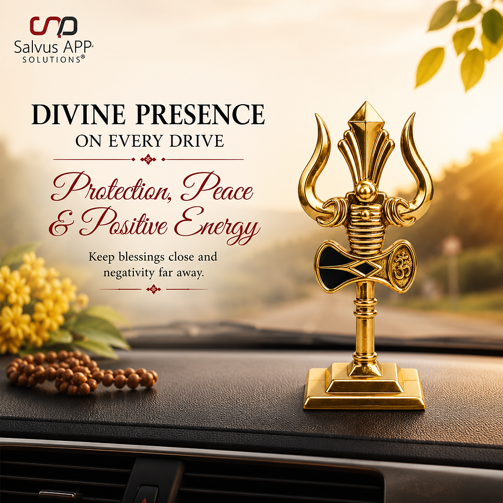 Thumbnail: Sacred Trishul Car Dashboard Ornament: (Golden_1x2.5 Inch)