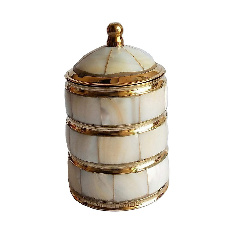 Salvus APP SOLUTIONS 3 Line Mother of Pearl Brass Round Sindoor Box(Multicolor)