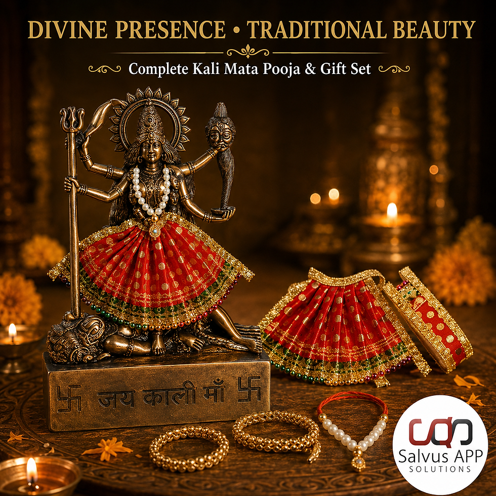 Thumbnail: Kali Mata Idol (Red Lehnga Chunri, 1 Mala & 2 Bangles Set)