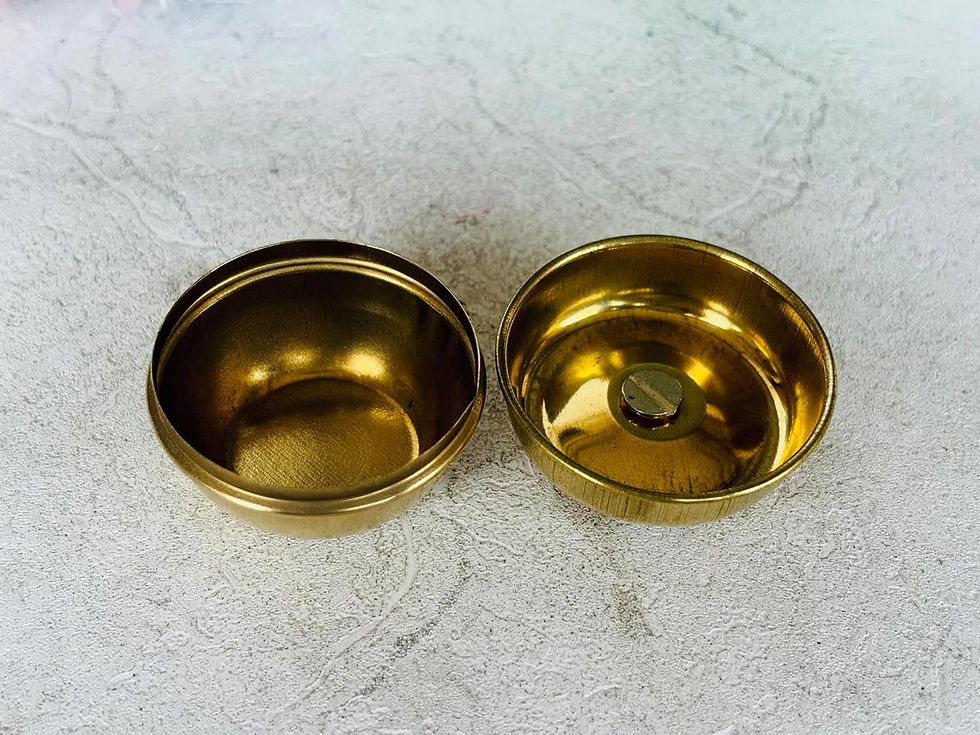 Thumbnail: Brass Golden Color Kumkum/Sindoor Box Set of 2 (GOLD_1.5in)