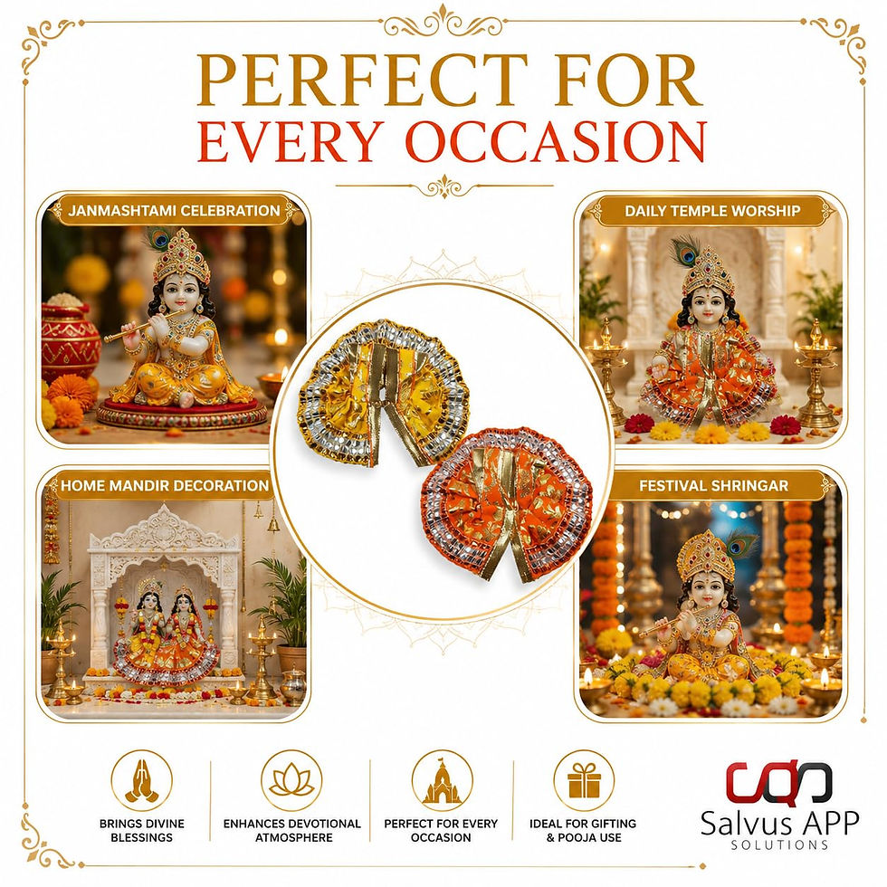 Thumbnail: Orange and Yellow Color Laddu Gopal Dress 9cm- Set of 2