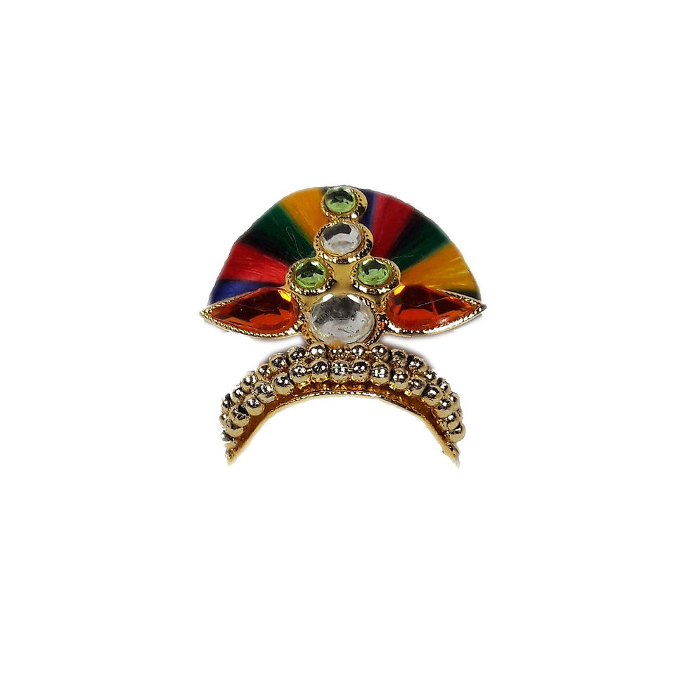 Thumbnail: Salvus App SOLUTIONS laddu Gopal Colorful Stone Bead Mukut, Size-1x1x0.5 Inches