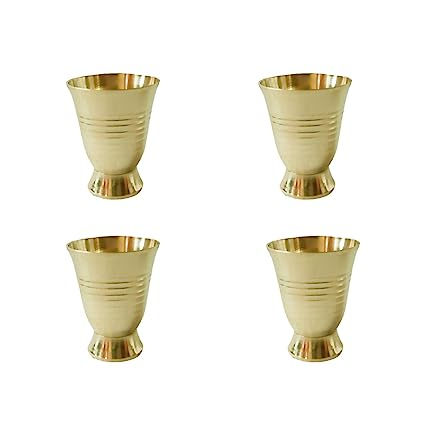 Salvus APP SOLUTIONS Elegant Brass Small Glass, Set of 4 (Golden_2x2.5 inch)