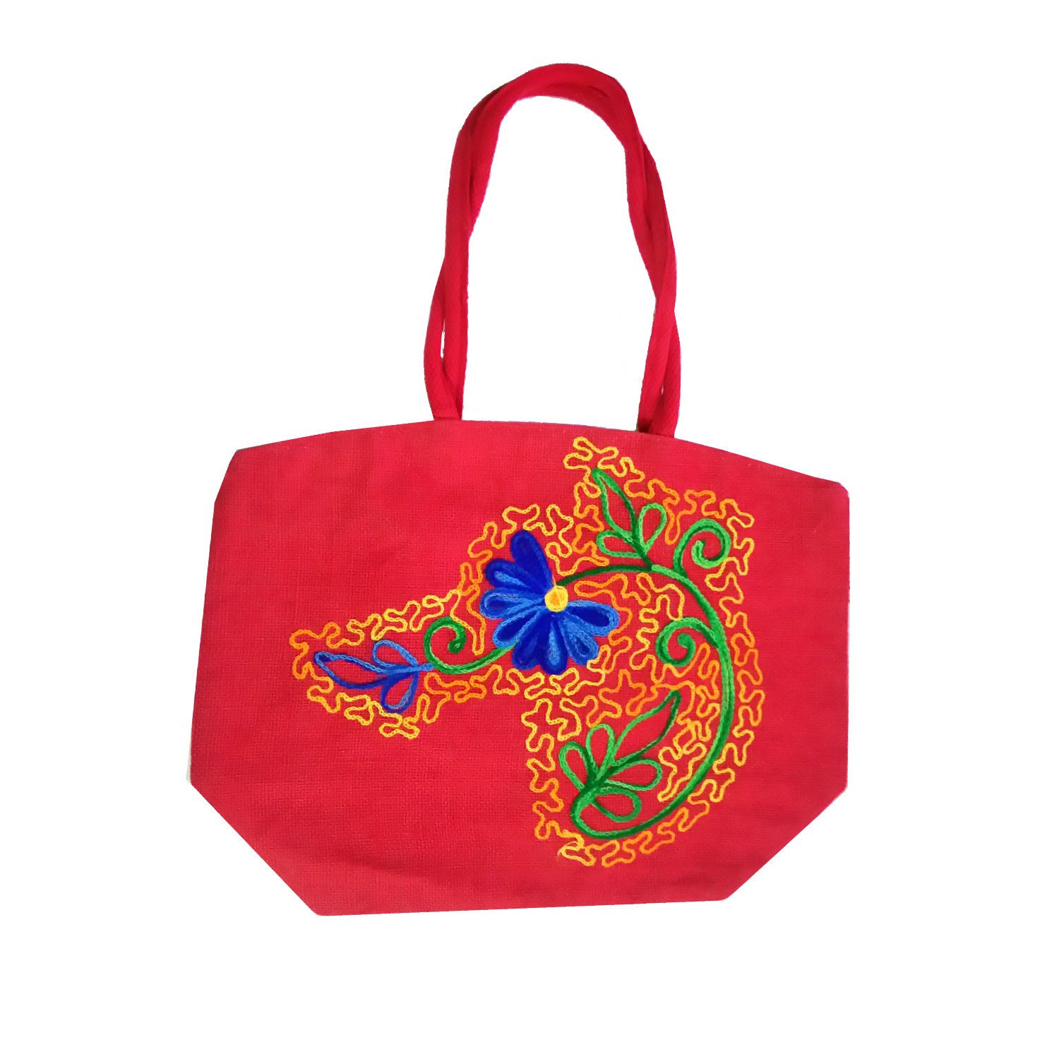 Salvus App SOLUTIONS Unique Print Red Color Jute Handheld and Shopping Handbag
