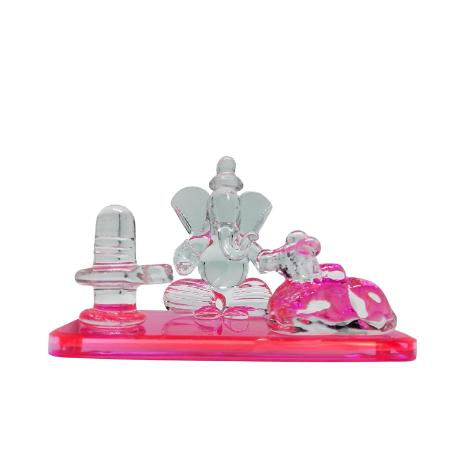 Thumbnail: Salvus APP SOLUTIONS Crystal Lord Shiva, Ganesha, and Nandi (Pink_4x2.5 inch)