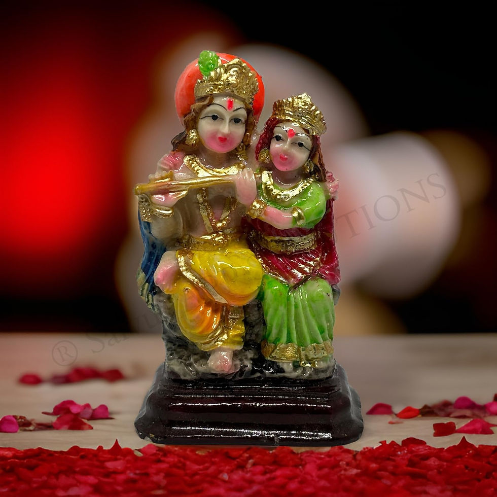 Thumbnail: Salvus APP SOLUTIONS Multicolor Marble Dust Radha Krishna Idol ( 3.8 Inch)