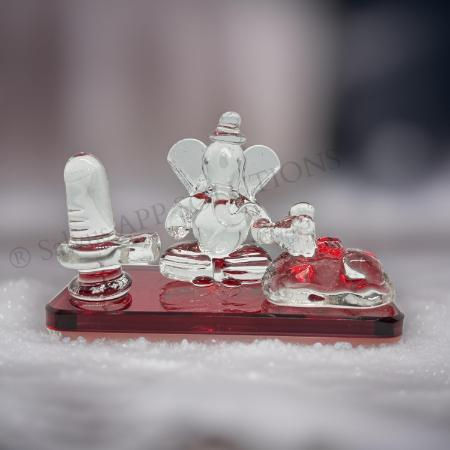Salvus APP SOLUTIONS Crystal Lord Shiva, Ganesha, and Nandi (Red_4x2.5 inch)