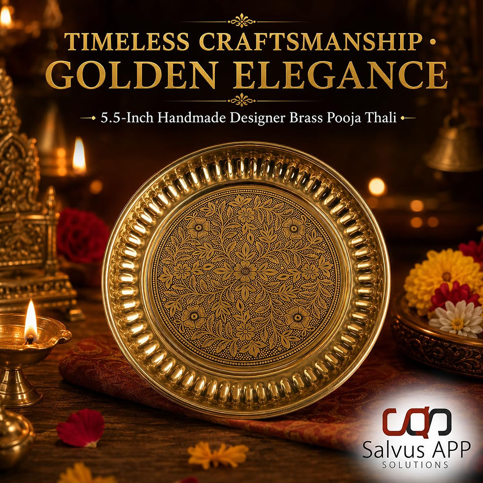 Thumbnail: Designer Brass Golden Thali for Pooja & Home Decor (5.5 In)