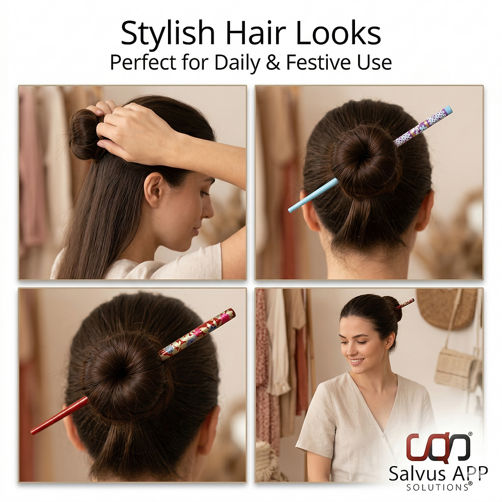 Thumbnail: Salvus APP SOLUTIONS Wooden Handmade Stylish Blue and Red Juda Pin/Hair Stick