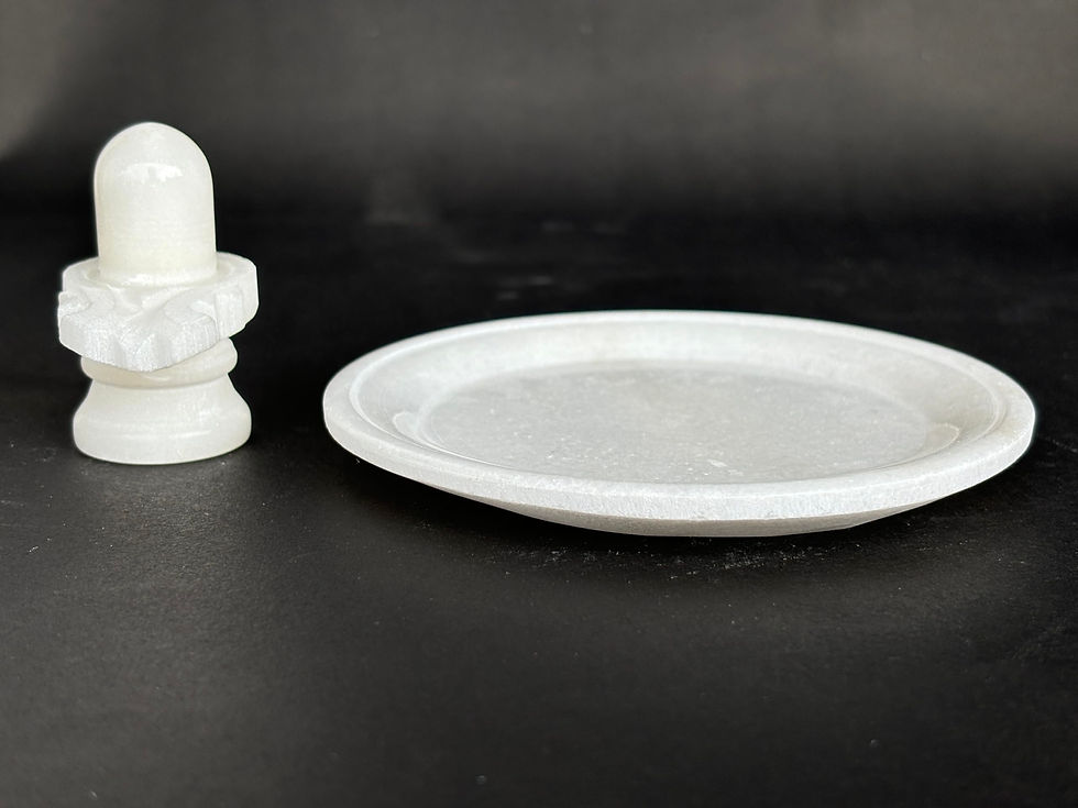 Thumbnail: Salvus APP SOLUTIONS Marble Shivling with Marble Plate for Jalabhishek (White)