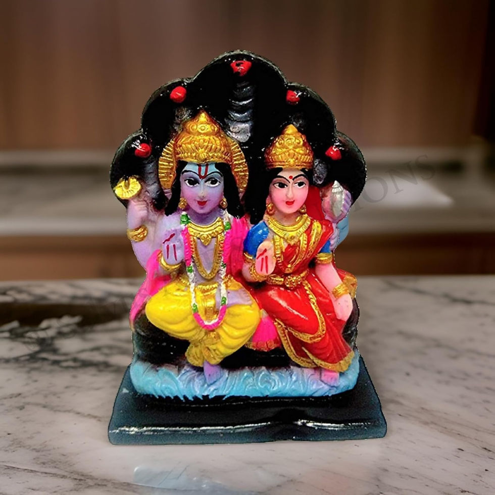 Salvus APP SOLUTIONS Marble Dust Powder Vishnu Ji with Laxmi Statue for Pooja