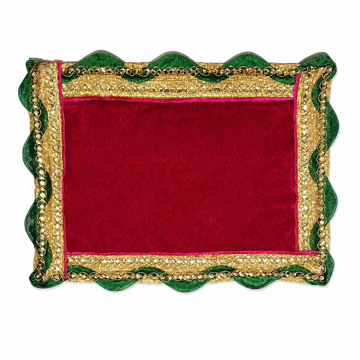 Handcrafted Pink Velvet Aasan/Fabric Chowki (8x8 Inch)