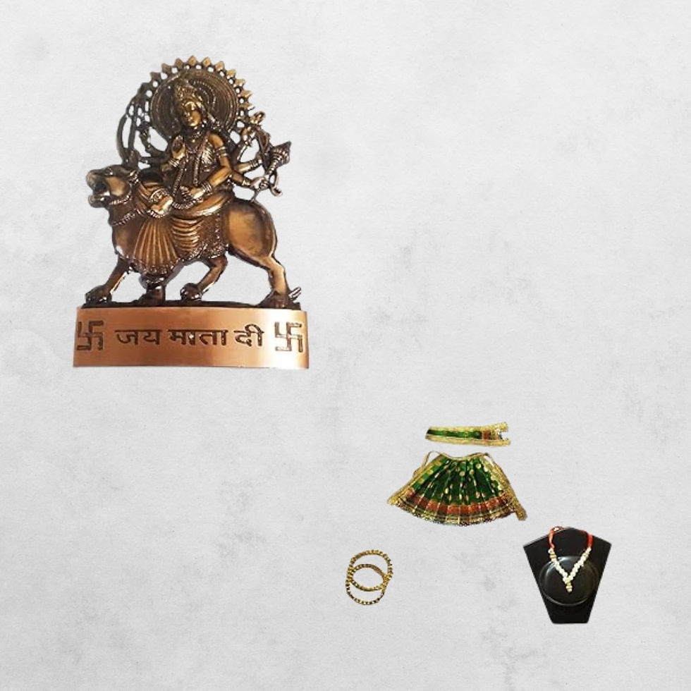Thumbnail: Salvus APP SOLUTIONS Durga Maa Idol(Green Lehnga Chunni, 1 Mala & 2 Bangles Set)