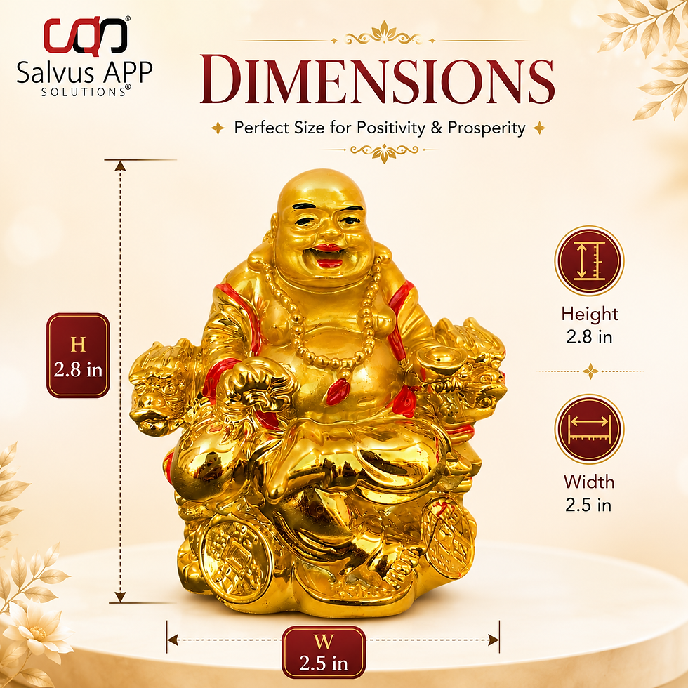 Thumbnail: Marble Feng Shui Laughing Buddha Statue (Golden,3 Inch )
