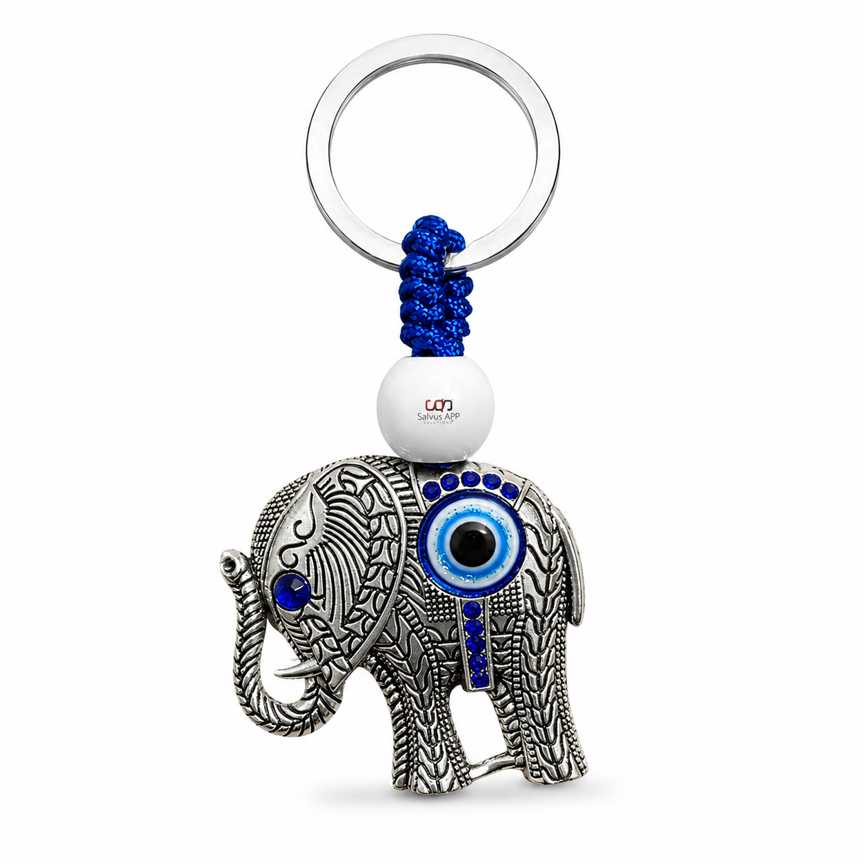 Metal Elephant Design Keychain with Evil Eye – (2x3.5 Inch)
