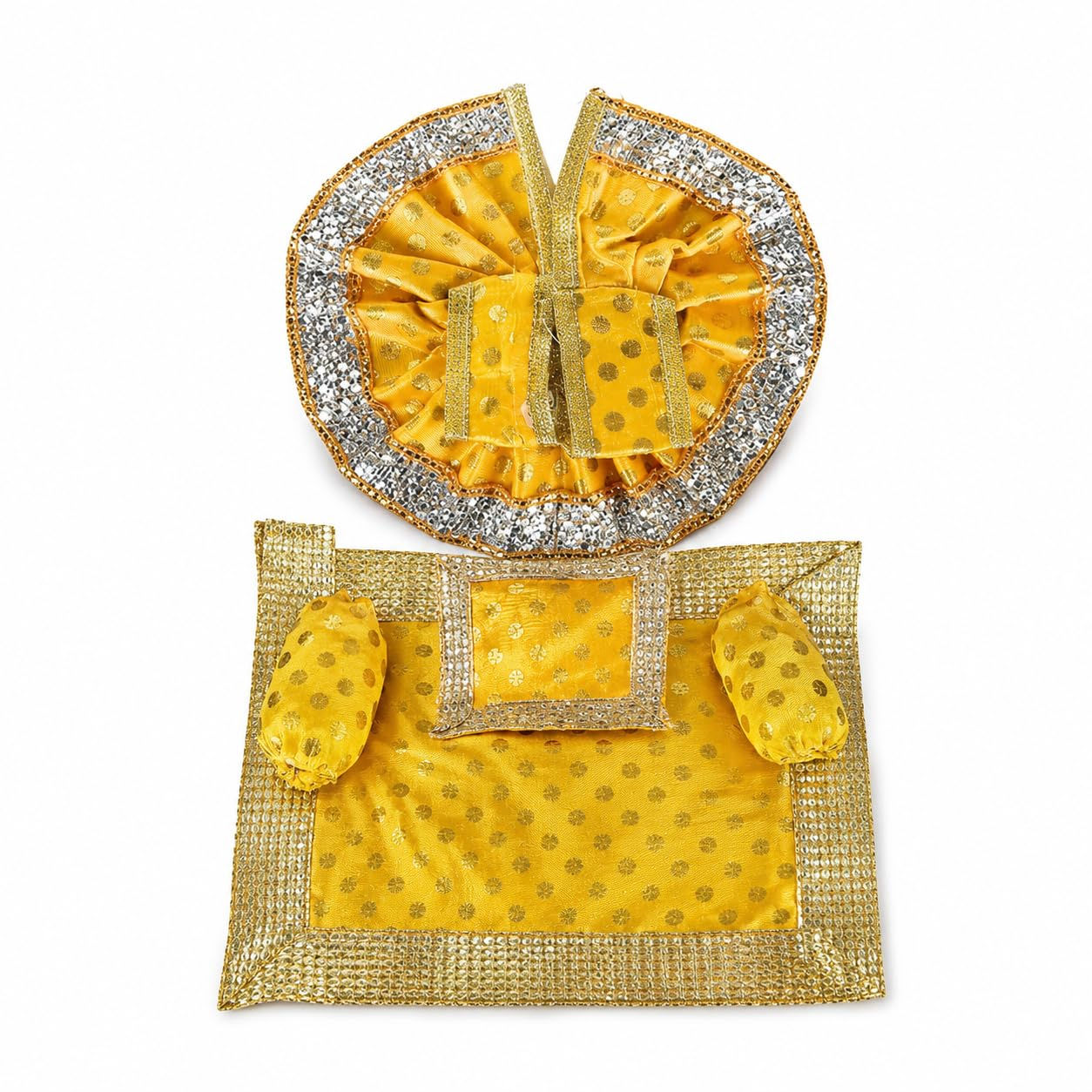 Beautiful Handmade Yellow Dress & Aasan Set for Laddu Gopal