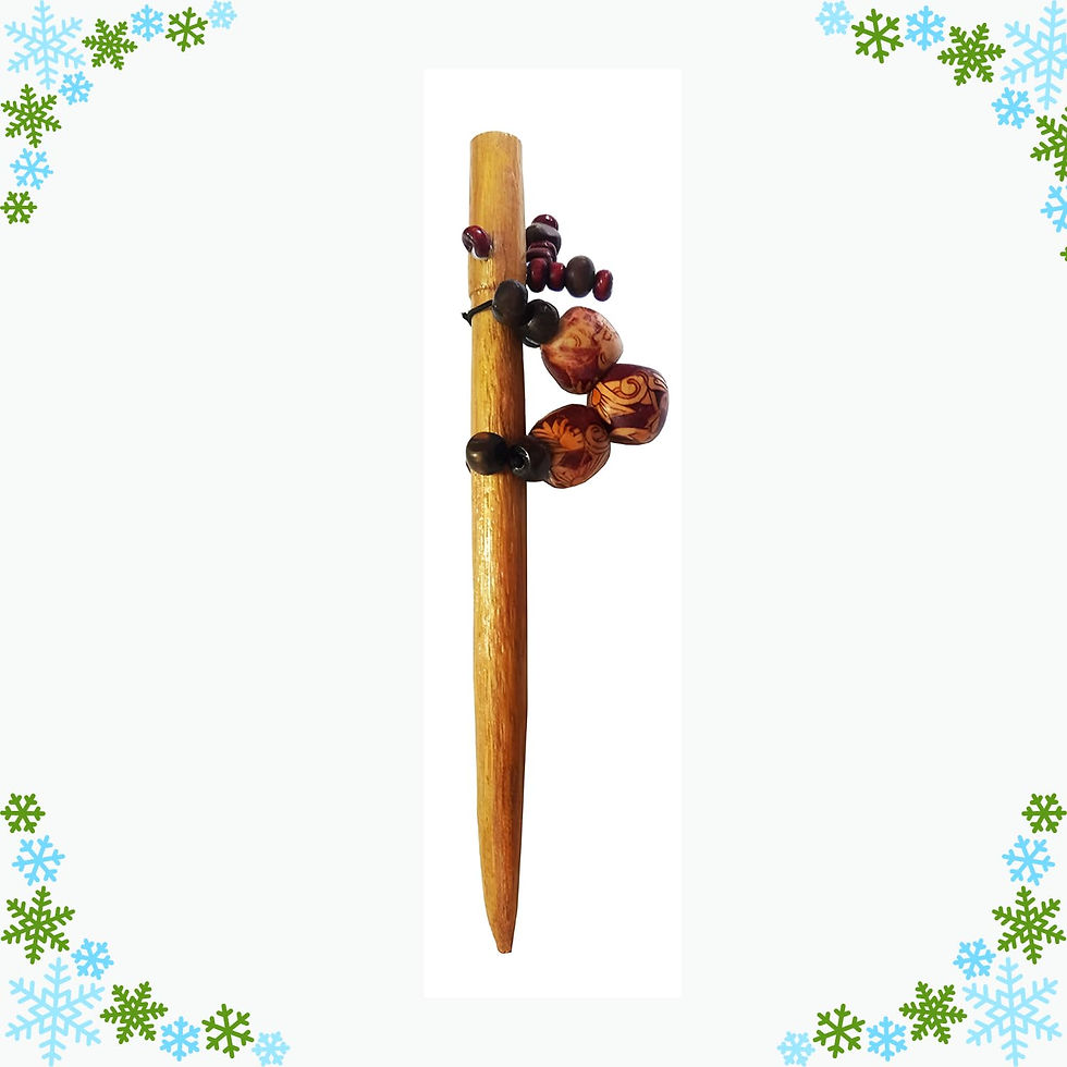 Salvus App SOLUTIONS Wooden Handmade Peacock Pattern Beads Juda Pin/Bun Stick