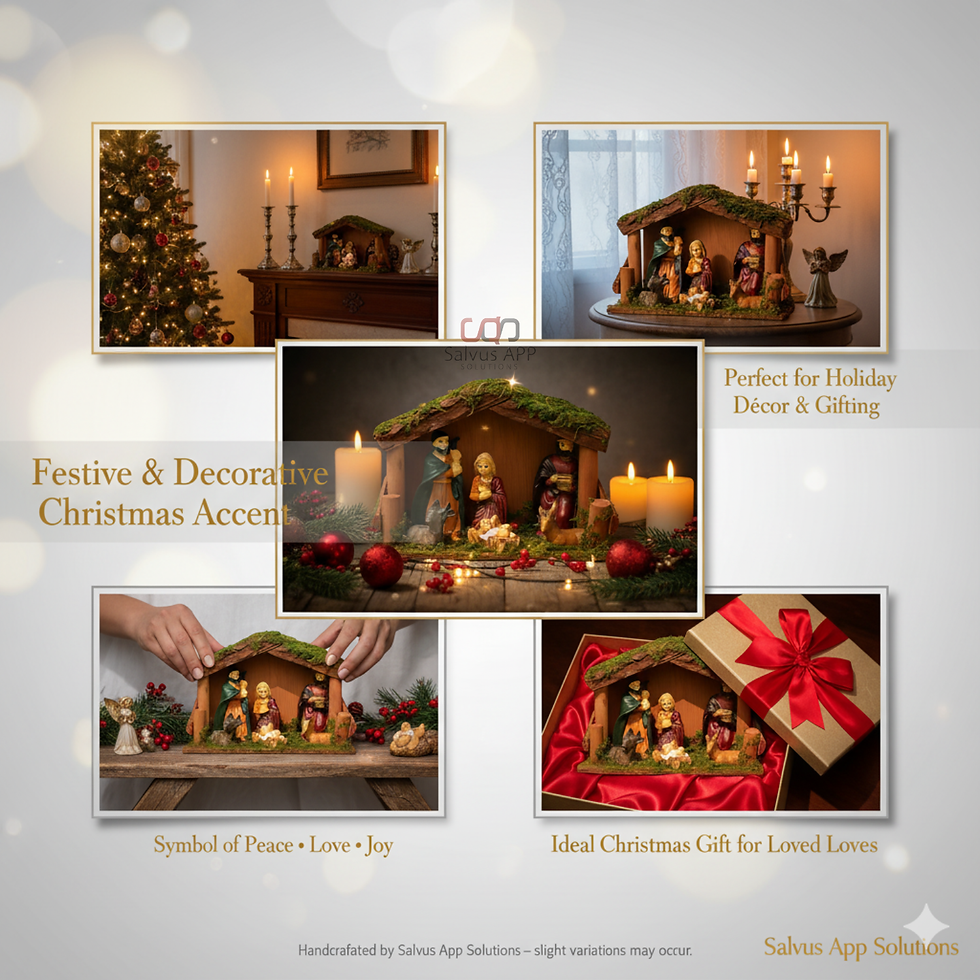 Thumbnail: Salvus APP SOLUTIONS Wooden hut Resin Christmas Crib Nativity Set for Decoration