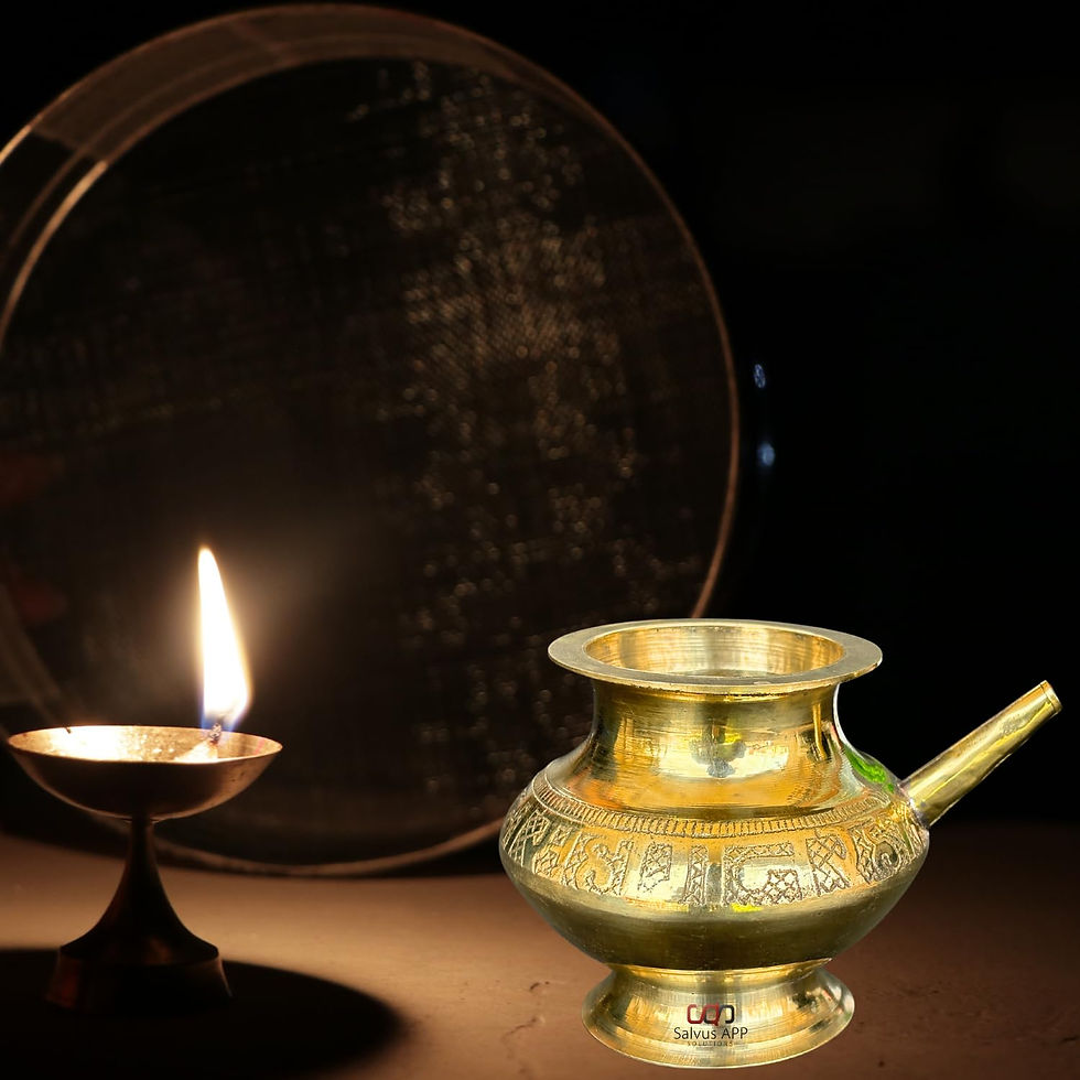 Thumbnail: Salvus APP SOLUTIONS Traditional Embossed Brass Karwa Chauth Lota - No 8