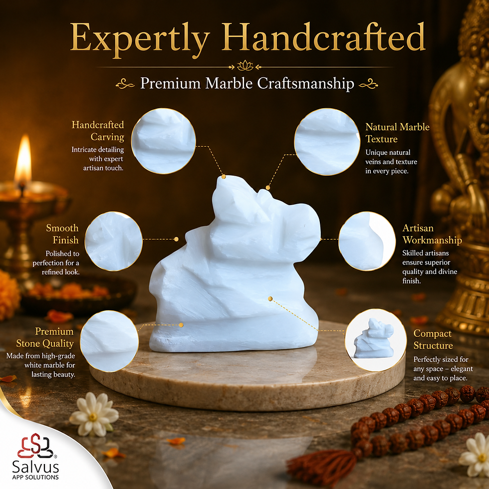 Thumbnail: Salvus APP SOLUTIONS Handmade White Marble Nandi Idol for Pooja & Car Dashboard