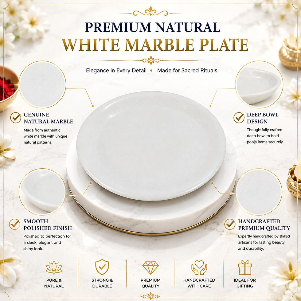 Thumbnail: Marble Plate for Pooja (White_4 Inch) [Set of 2-4 PCS]