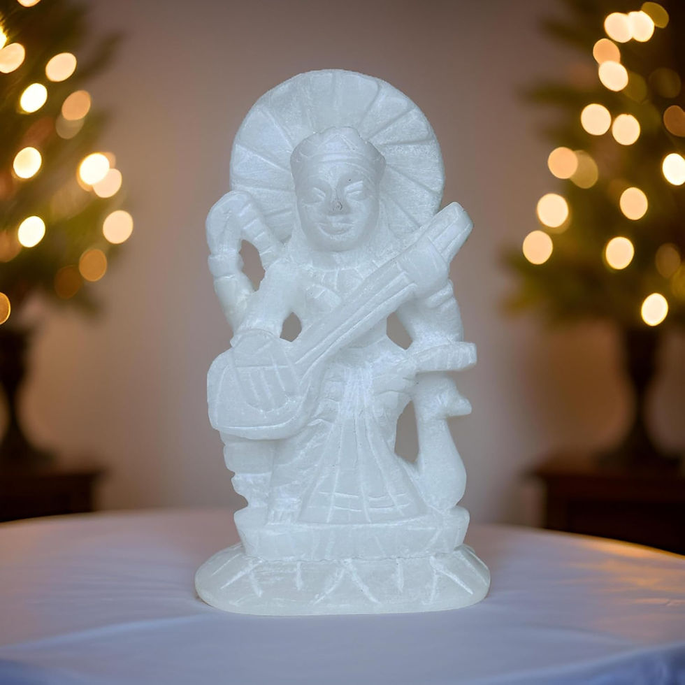 Thumbnail: Salvus APP SOLUTIONS Pure Marble Handmade Maa Saraswati Statue, White, 4 INCH