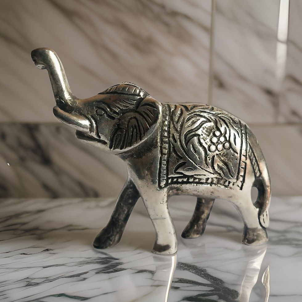 Salvus APP SOLUTIONS Metal Silver Elephant Antique Showpiece (1 PC_3X3 inch)