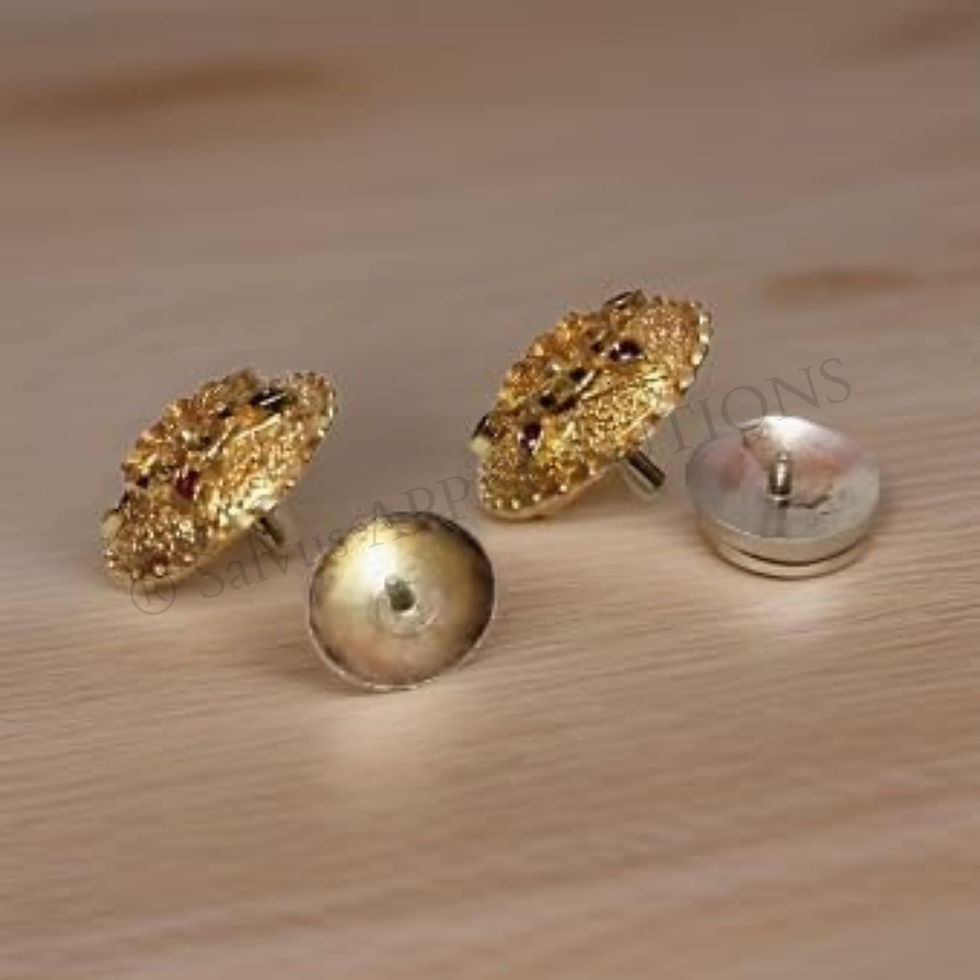 Thumbnail: Salvus APP SOLUTIONS Stylish Small Earrings for Women (Golden_1x1 Inch)