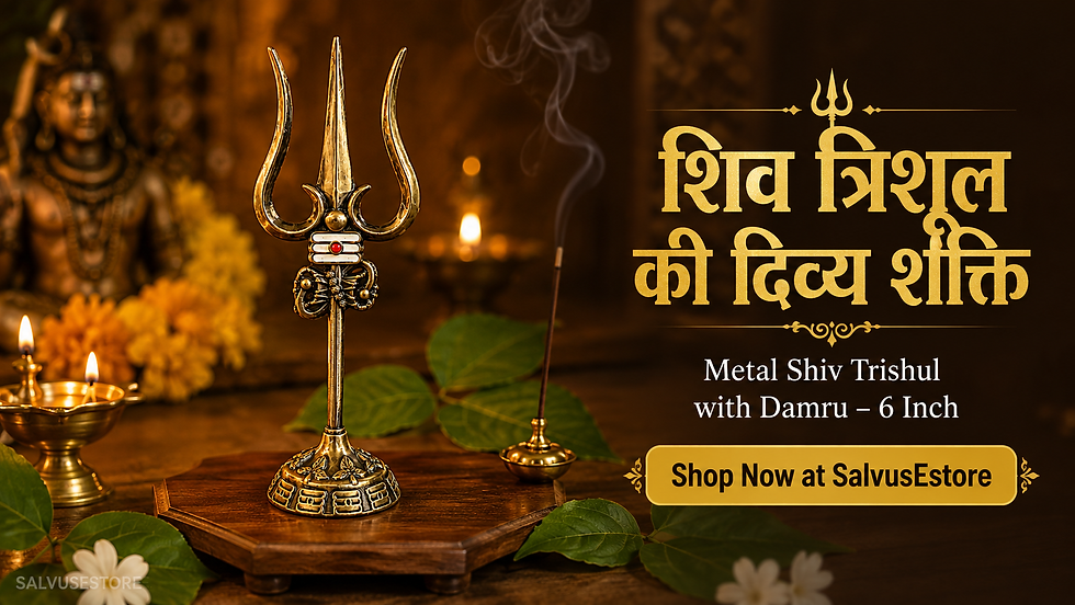 Metal Shiv Trishul with Damru on Stand – 6 Inch Divine Symbol of Strength & Protection