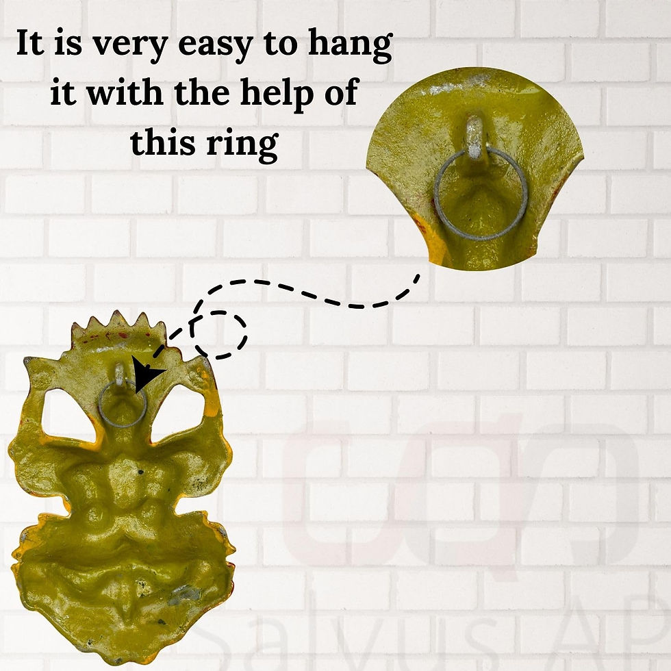 Thumbnail: Salvus APP SOLUTIONS Metal Narsingh Kirtimukha Wall Hanging (Yellow_ 4x4.5 Inch)