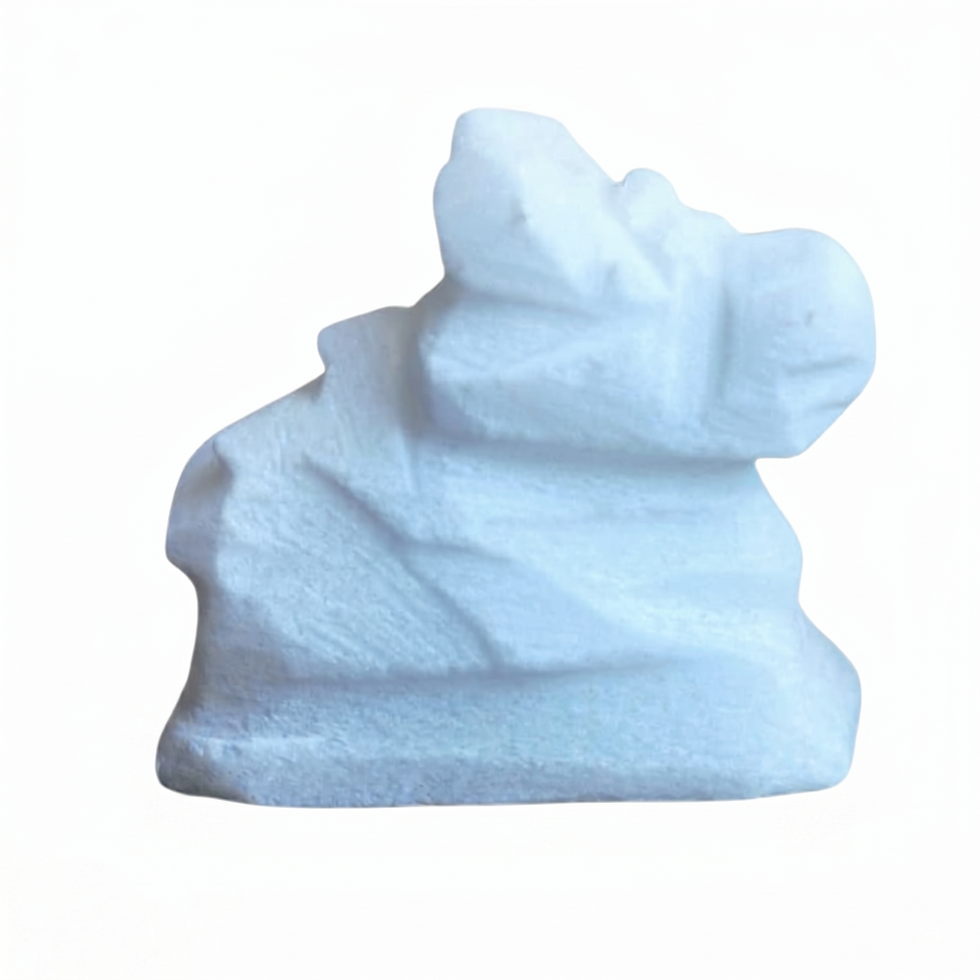 Thumbnail: White Marble Dust Nandi Idol for Pooja (White, 3x3 INCH)