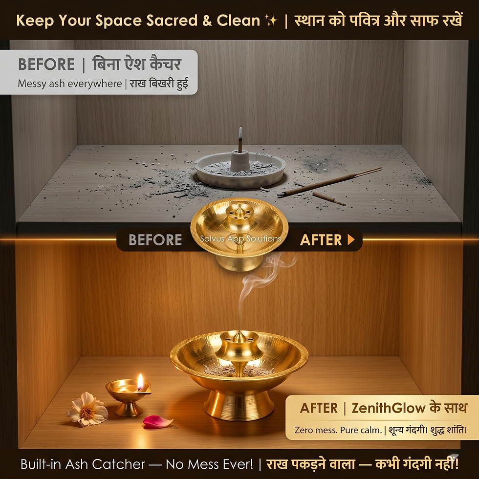 Thumbnail: Salvus APP SOLUTIONS Incense Stick Holder with Ash Catcher (2.8x1.5 Inch_Golden)