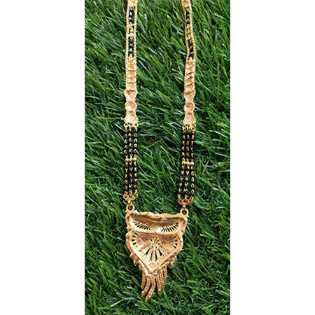 Thumbnail: Salvus APP SOLUTIONS Black Beads Gold Plated Mangalsutra Jewellery For Women