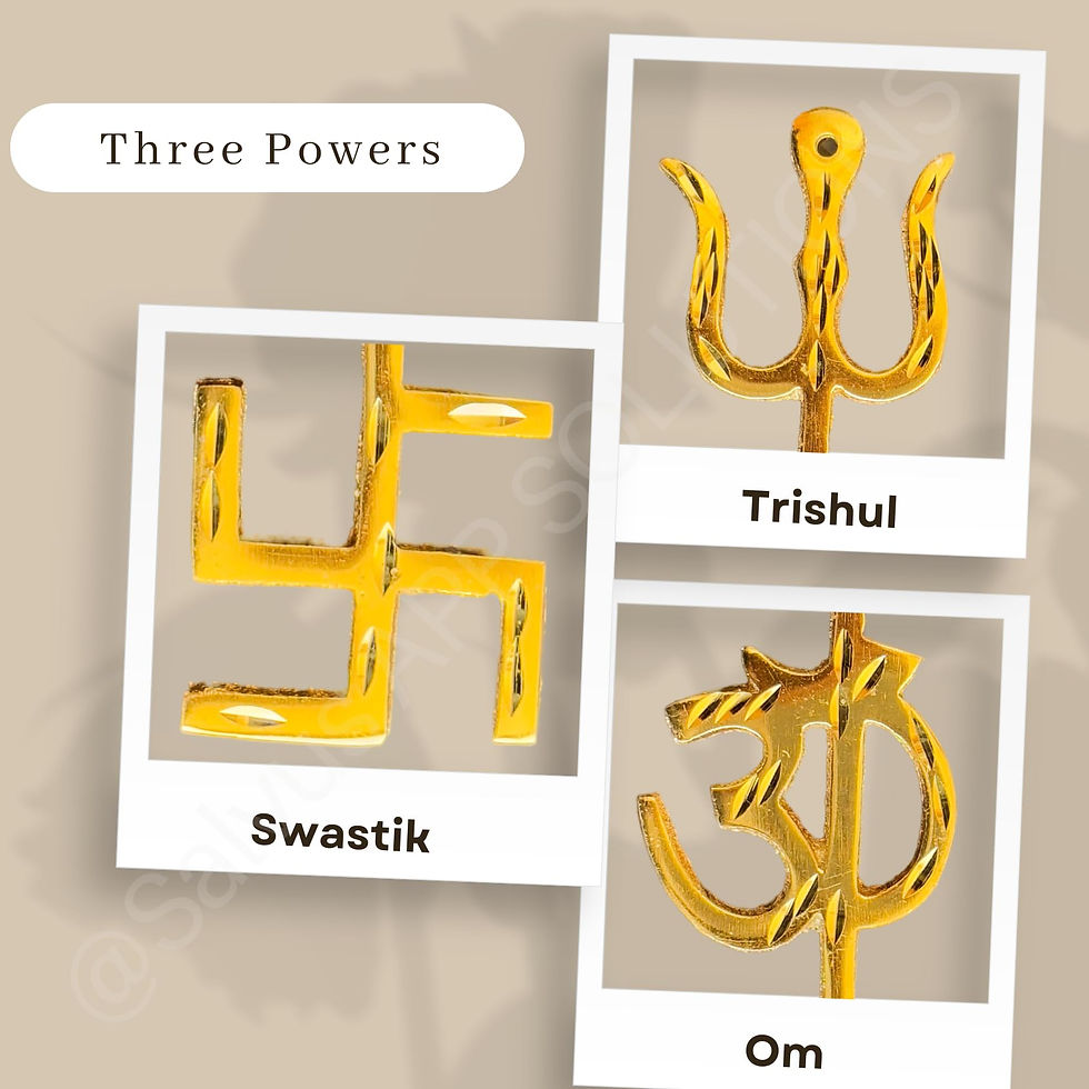 Thumbnail: Salvus APP SOLUTIONS Om Trishul Swastik Trishakti Yantra (6 in_Golden) [2 Pc]