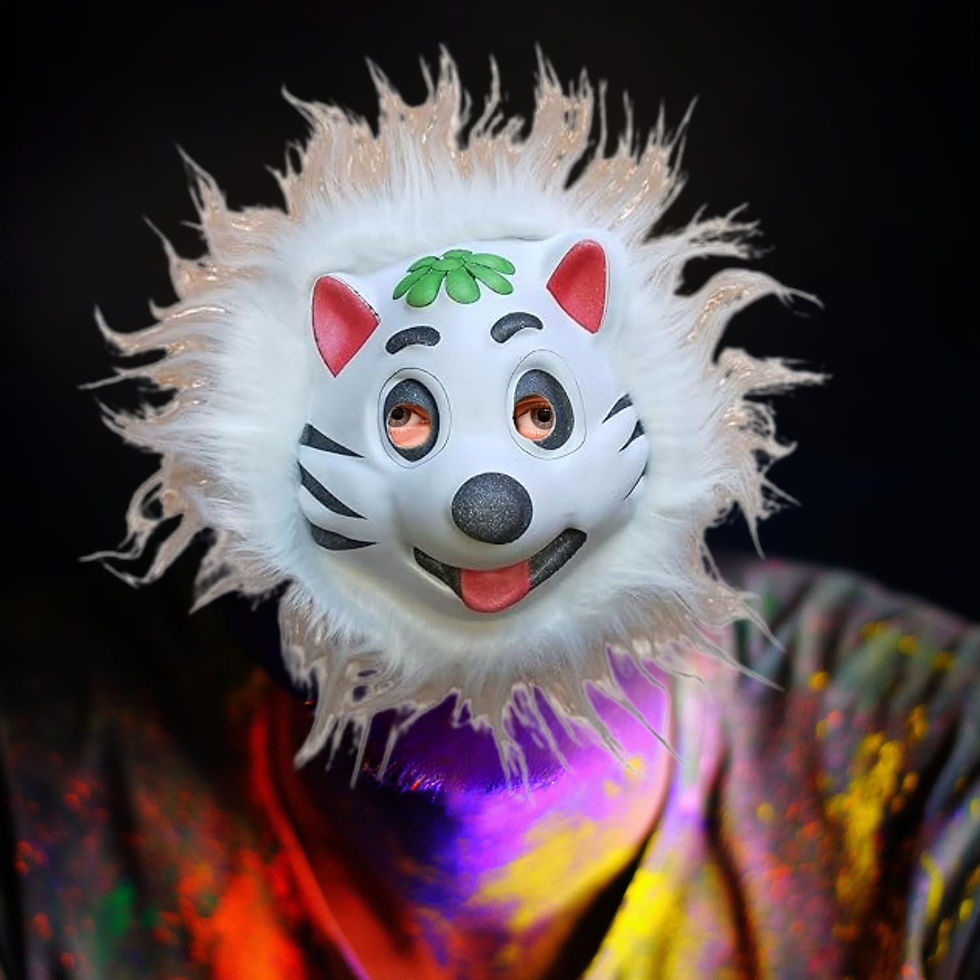 Thumbnail: Animal Face Mask with Elastic Holi Celebration (Red & Green_5x7 inch)