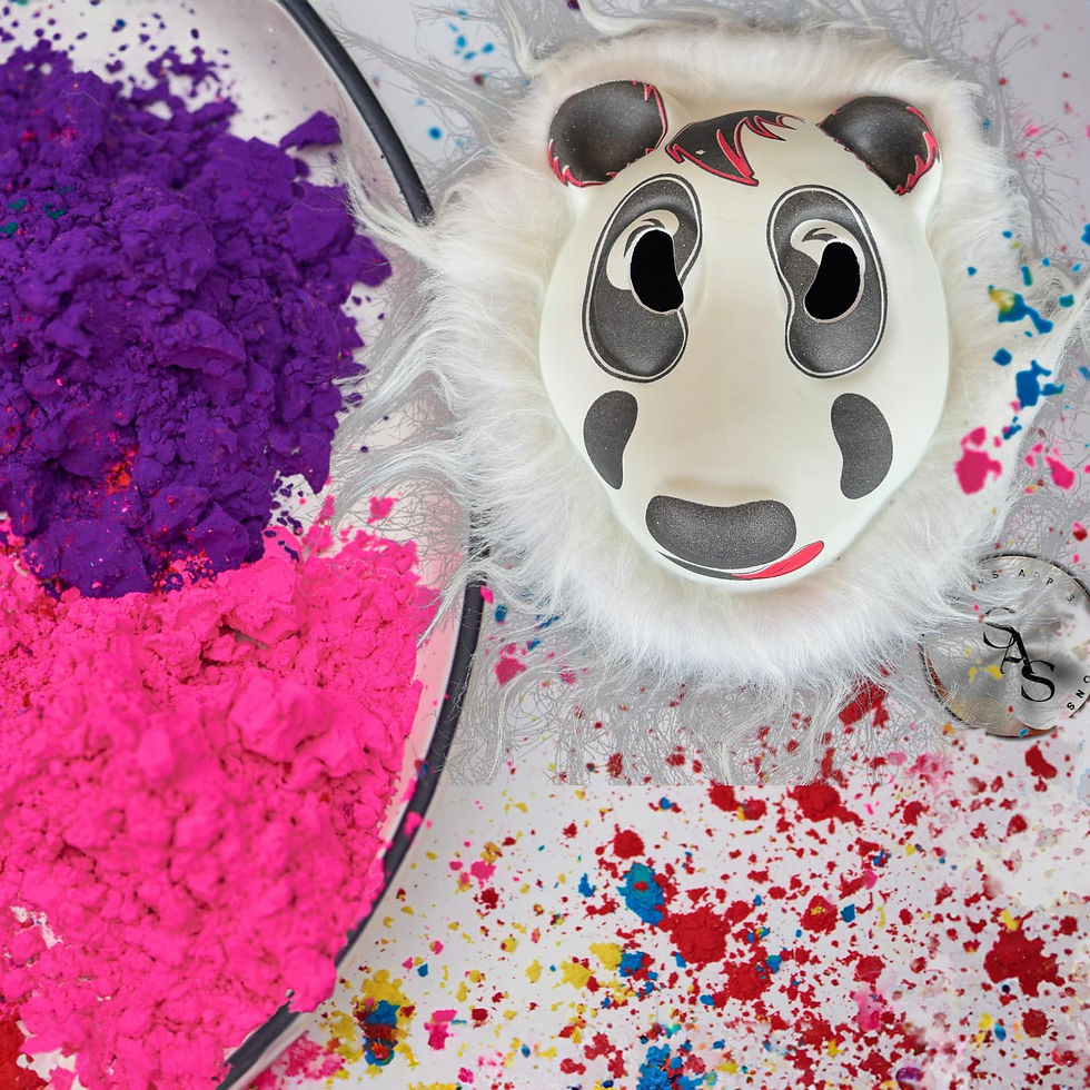 Thumbnail: Animal Face Mask with Elastic Holi Celebration (Black & Red_6x7 inch)