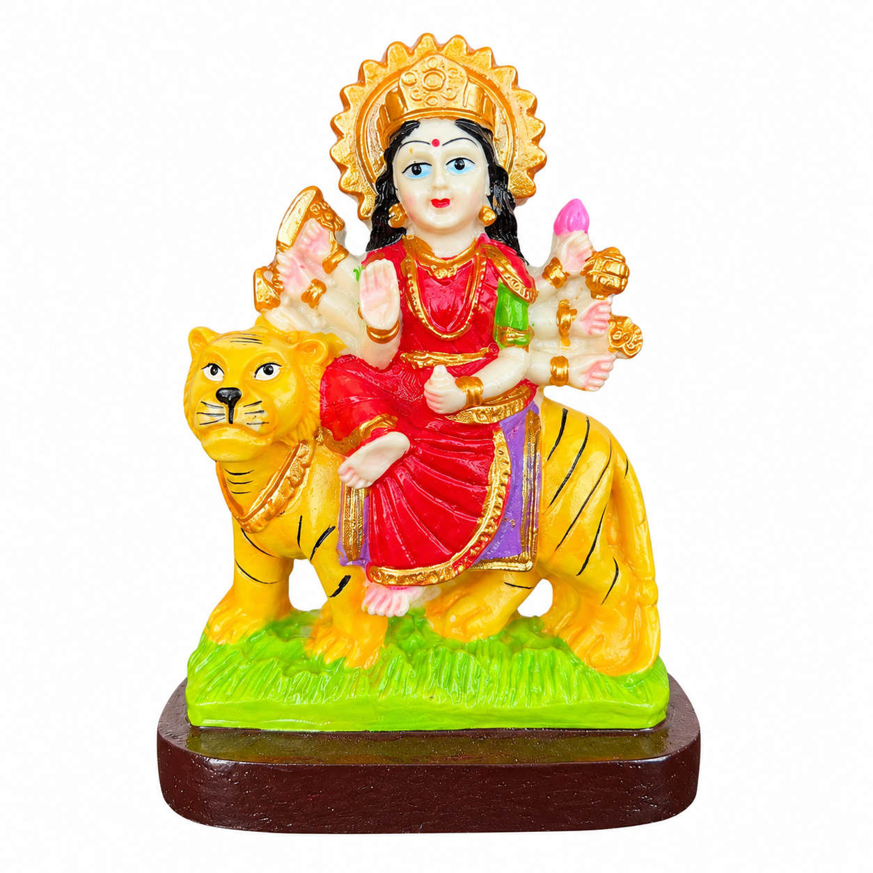 Marble Dust Maa Durga Murti for Pooja (Multicolour_7x11 cm)