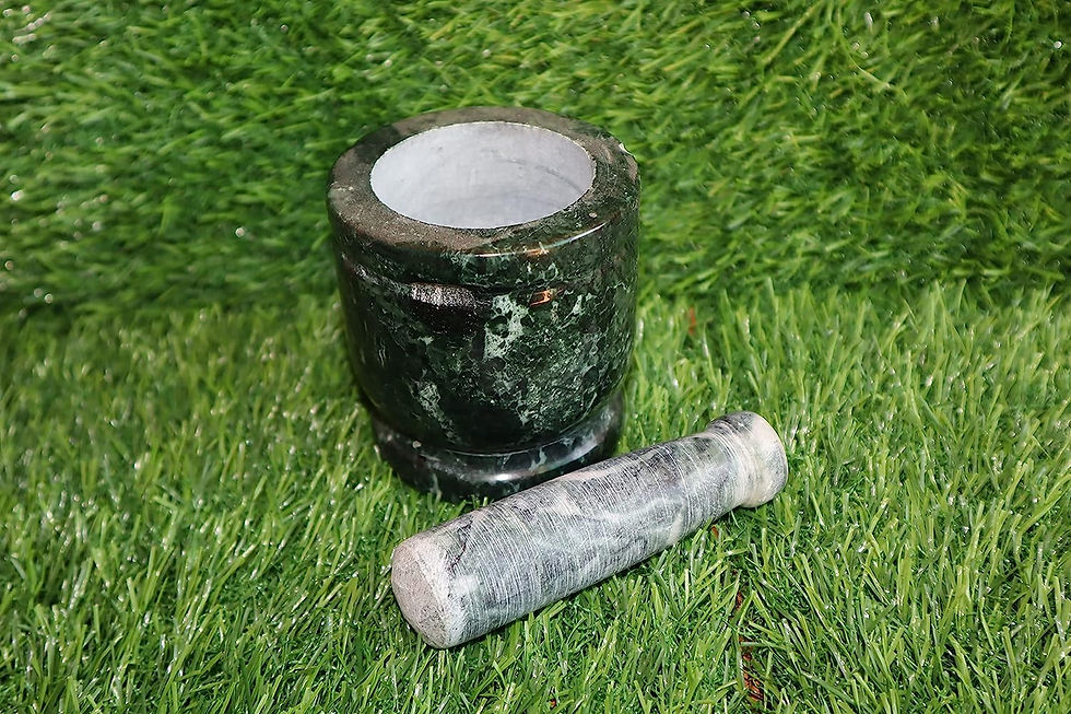 Thumbnail: Salvus App SOLUTIONS HandCarved Green Mortar masher & Pestle Set  (3 inches)