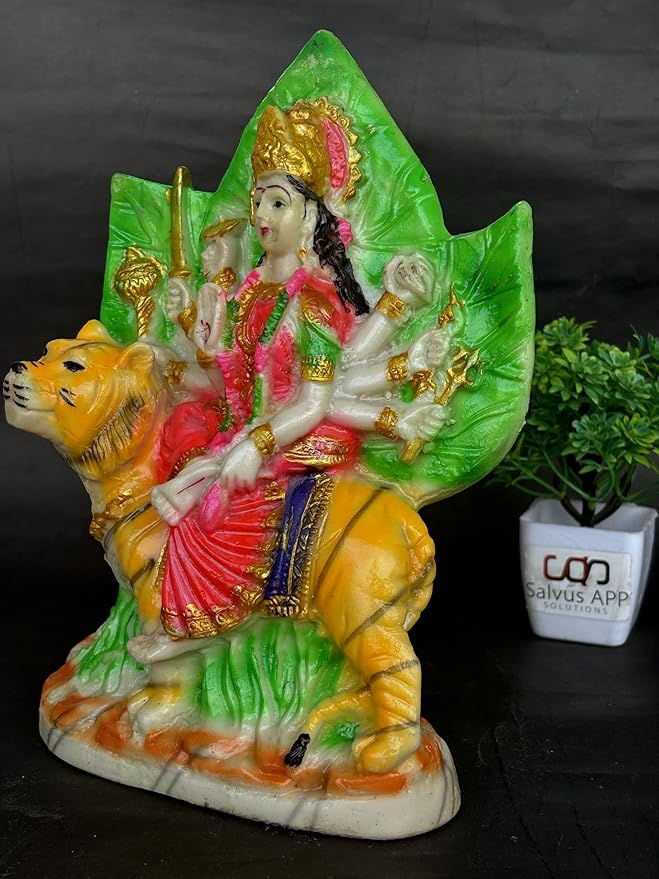 Thumbnail: Salvus APP SOLUTIONS Multicolor Marble Dust God Durga MATA Murti (6 x 9.5)