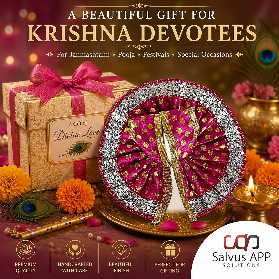 Thumbnail: Handmade Golden-Pink Laddu Gopal Poshak/Dress (13cm)