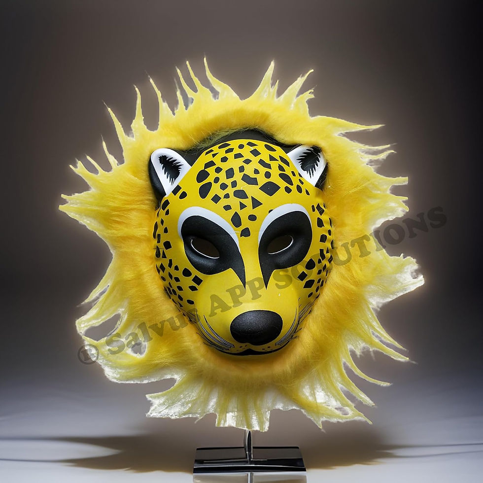 Thumbnail: Animal Face Mask with Elastic Holi Celebration (Black & Yellow_6x7 inch)