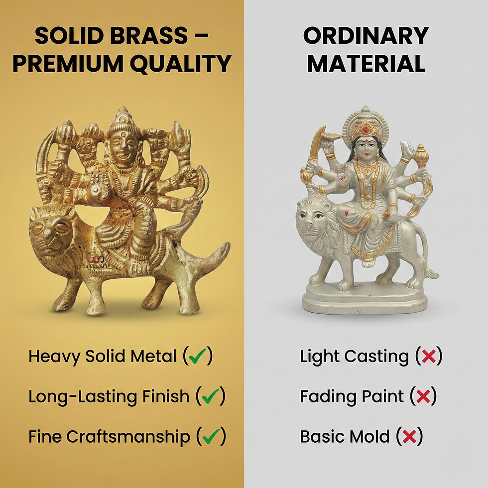 Thumbnail: Brass God Durga MATA Statue/Murti for Pooja (Golden_2 Inch)