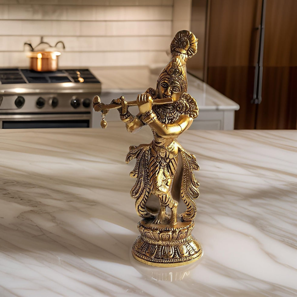 Thumbnail: Salvus APP SOLUTIONS Oxidized Metal Lord Krishna Standing Statue/ Idol (9 inch)