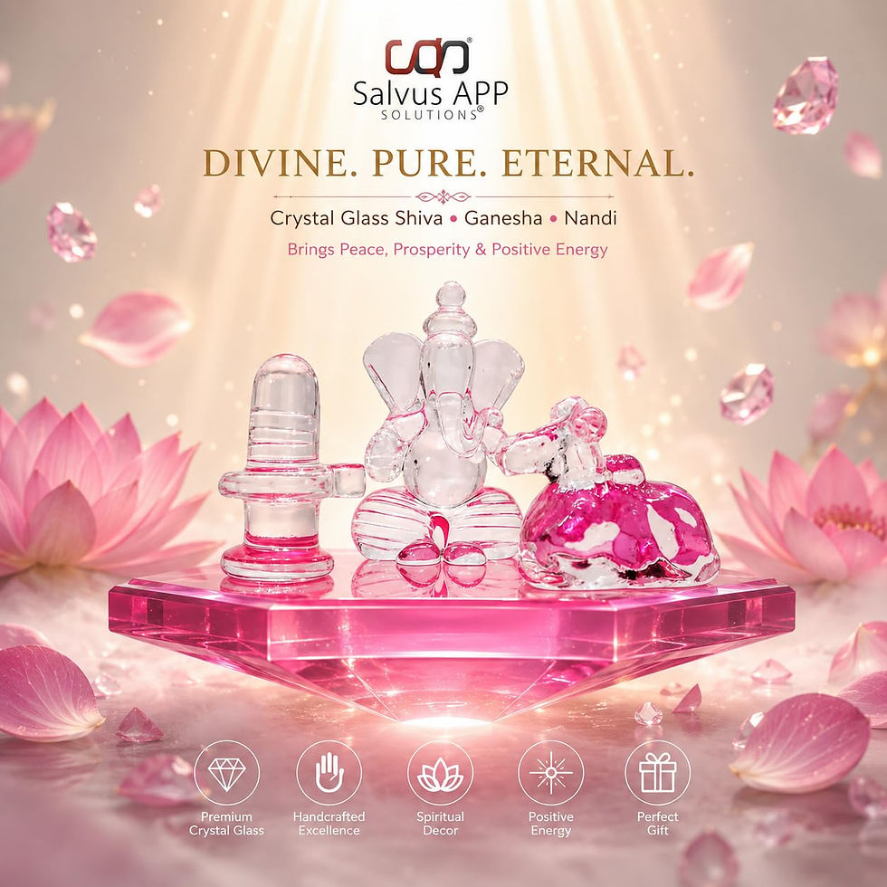 Thumbnail: Crystal Lord Shiva, Ganesha, and Nandi (Pink_4x2.5 inch)