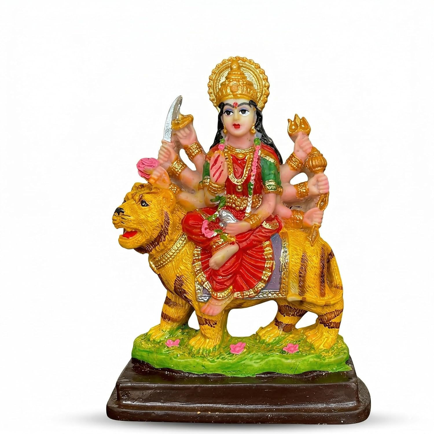 Marble Dust Maa Durga Statue (Multicolour_12x6x3 cm)