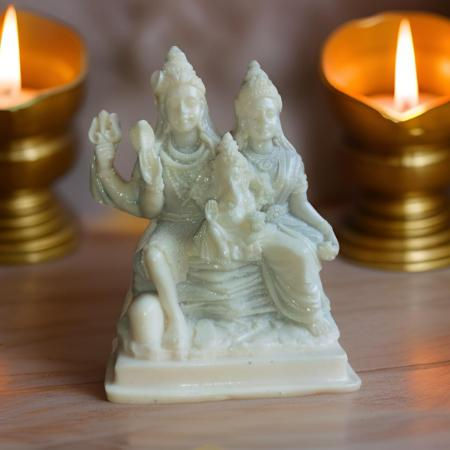 Thumbnail: Salvus APP SOLUTIONS Divine Polyresin Shiv Parivar (White_3.5x5 Inch)
