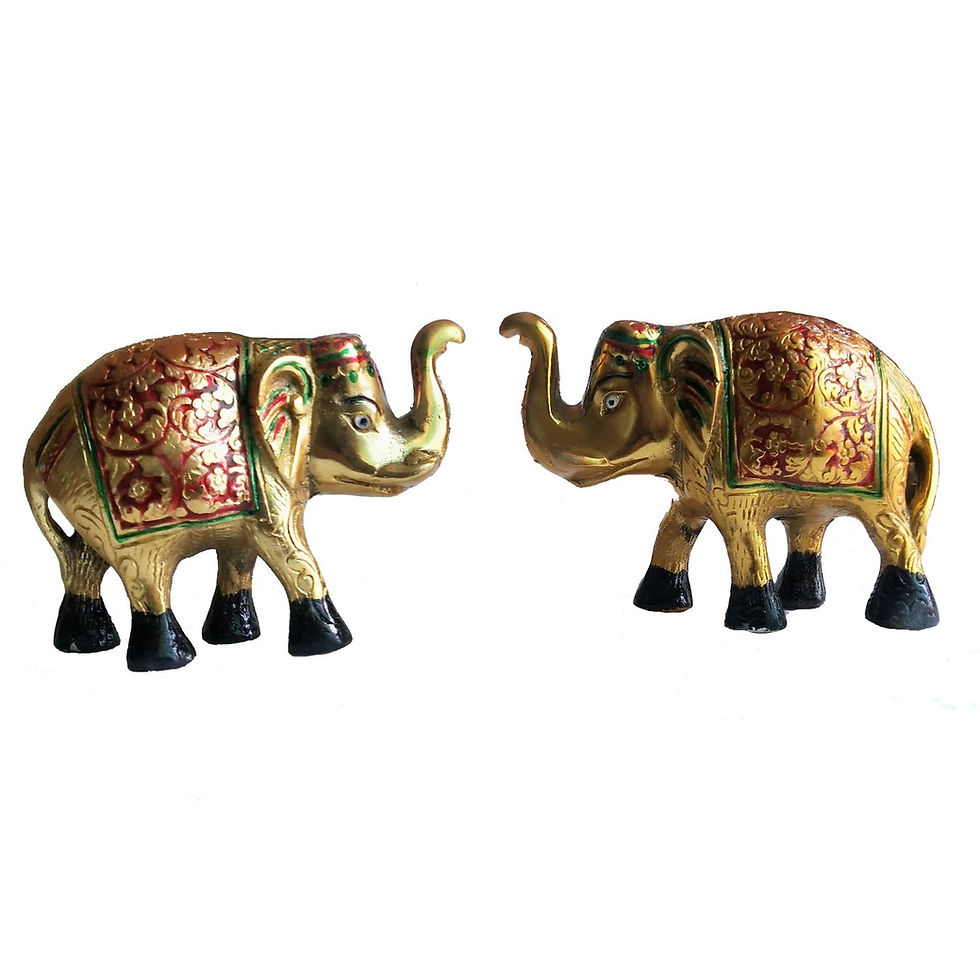 Thumbnail: Salvus APP SOLUTIONS Multicolor Metal Elephant Showpiece (2 Pcs) (4.5 x 3.5)